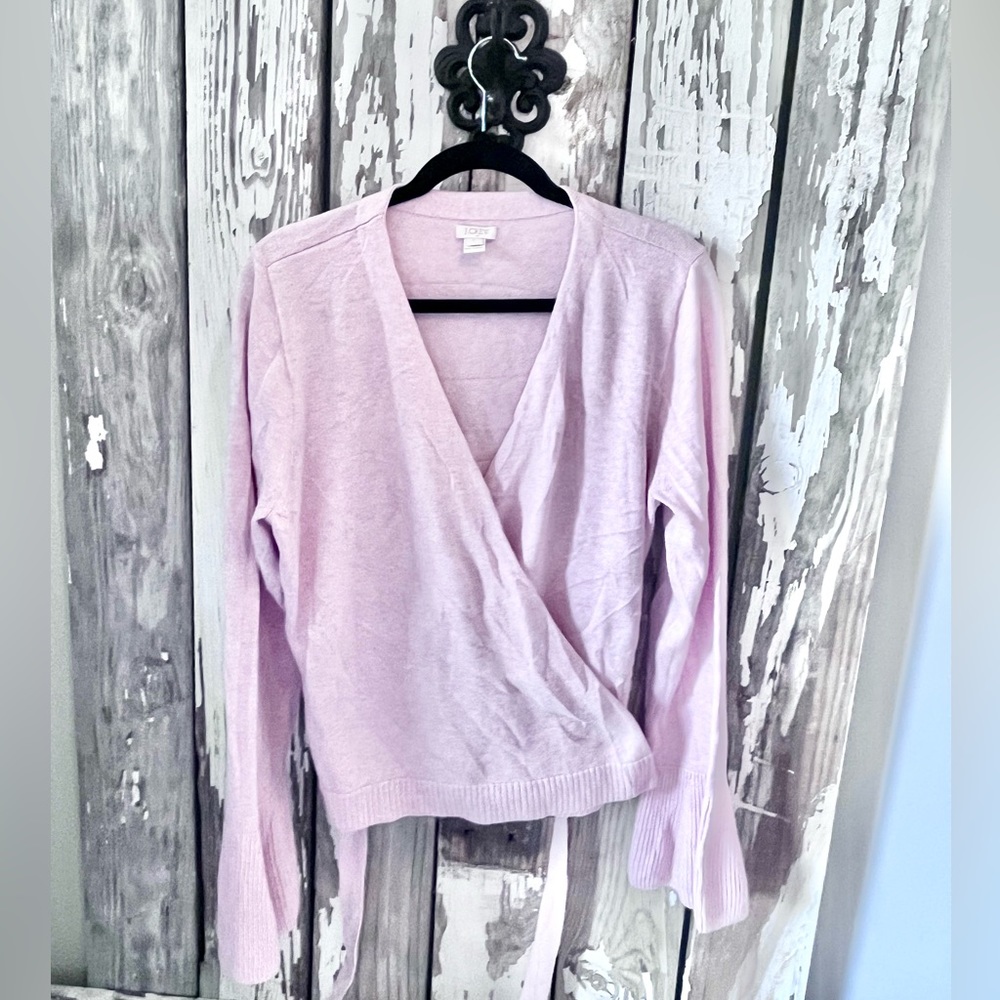J. Crew Pink Wrap-Style Sweater